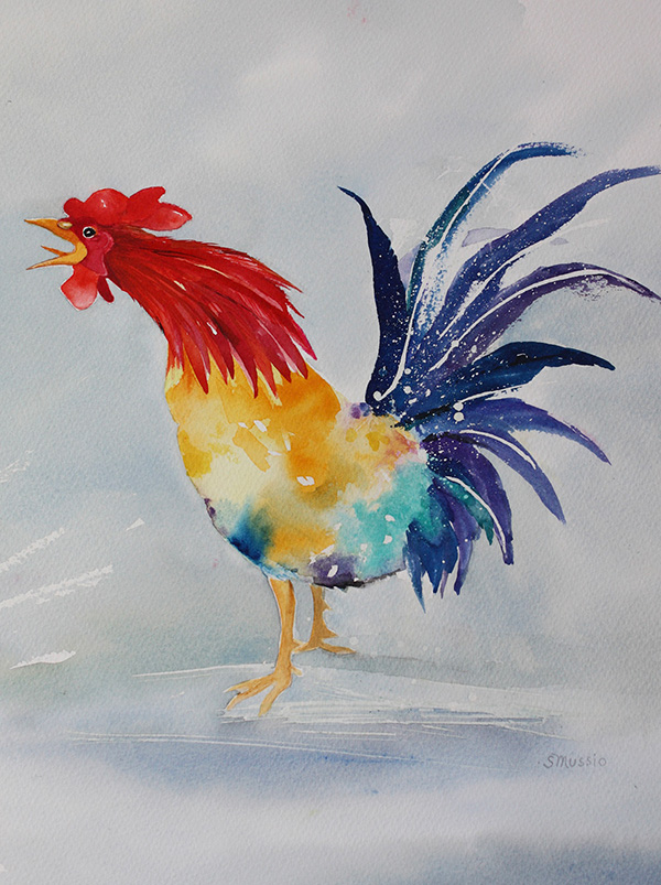 Make a Grey Day Smile colourful rooster singing