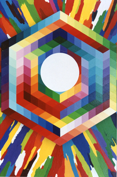 messy background colour with foreground colour arranged in squares